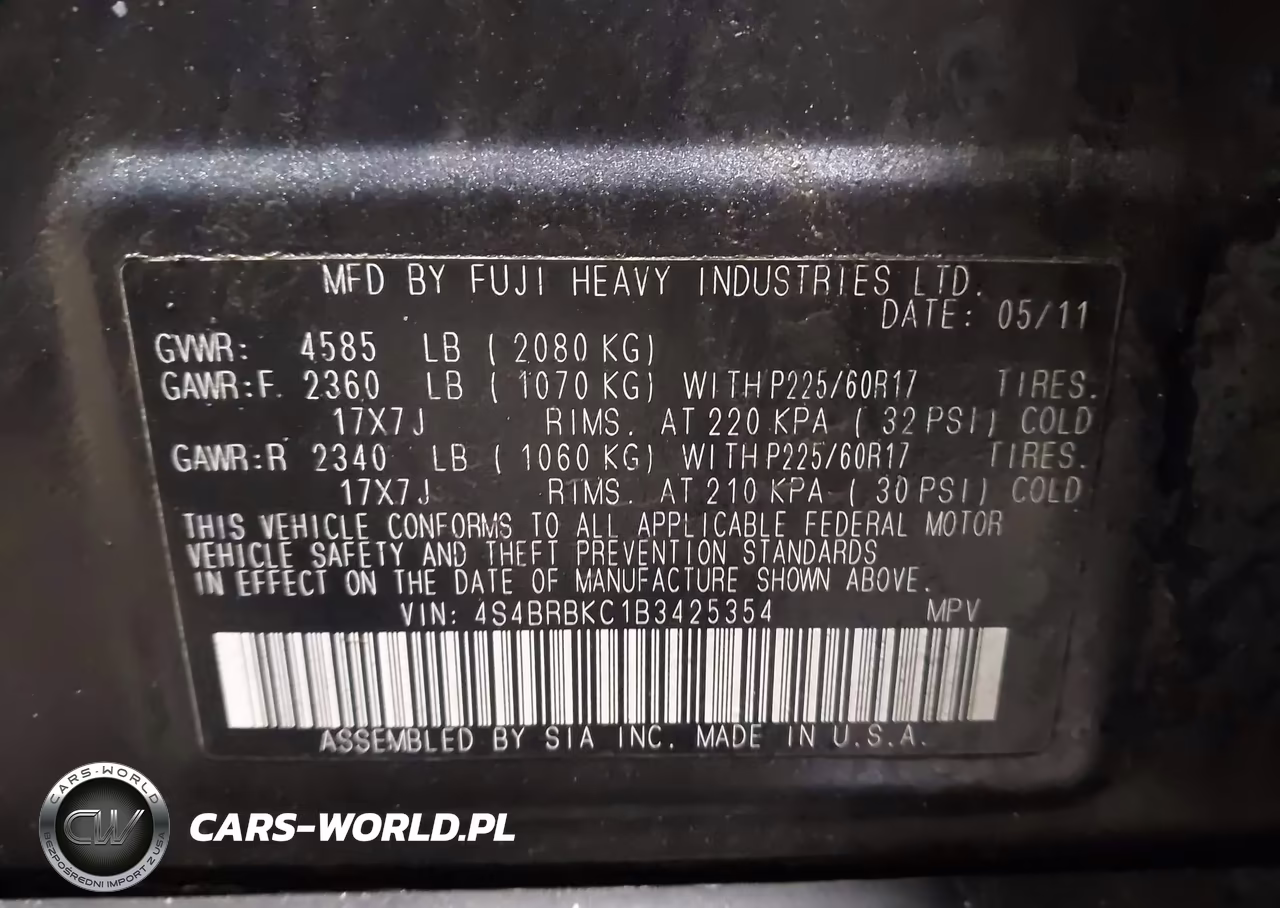 2011 Subaru Outback 2.5I Limited VIN:4S4BRBKC1B3425354 - 9