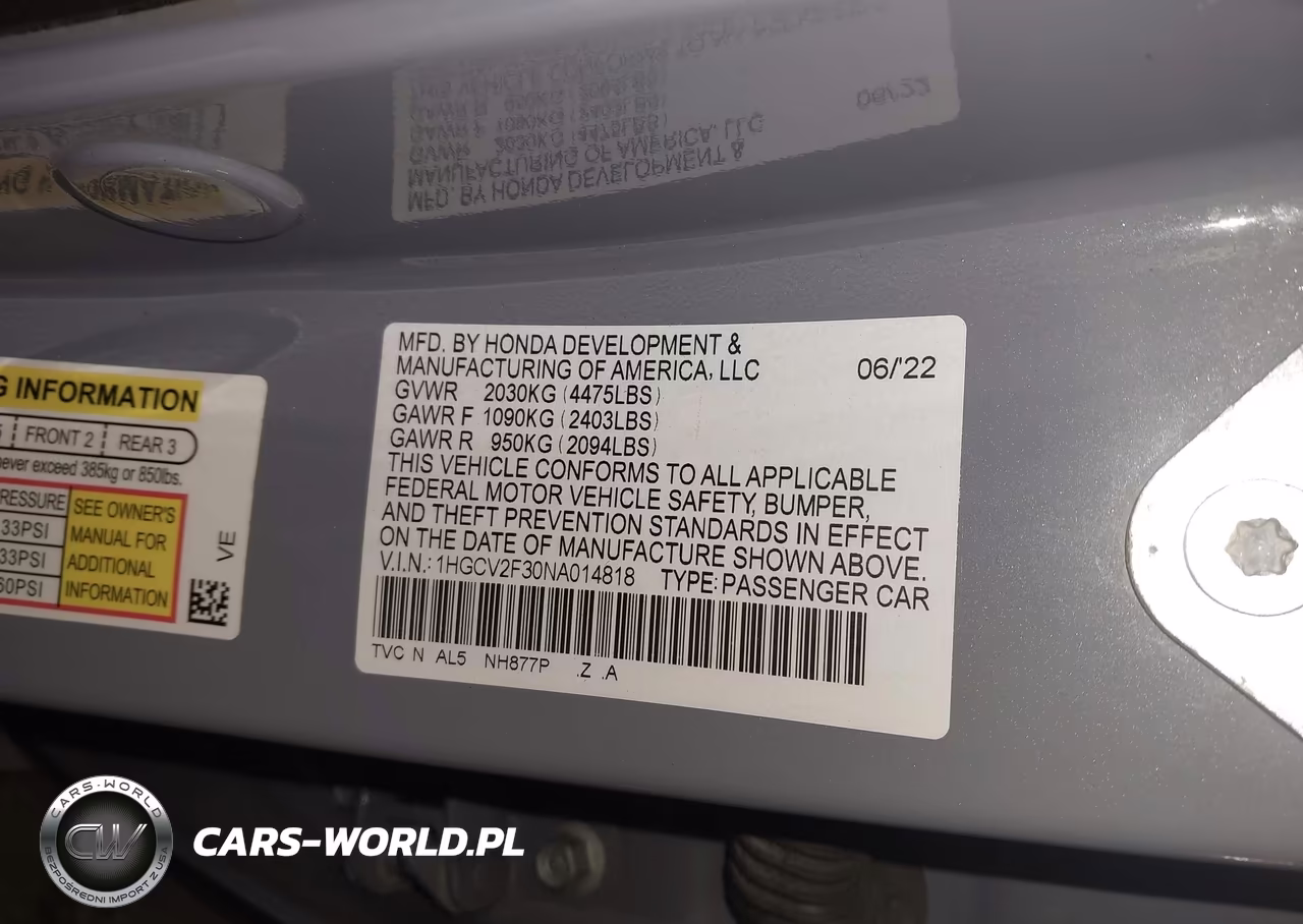 2022 Honda Accord Sport 2.0T VIN:1HGCV2F30NA014818 - 9