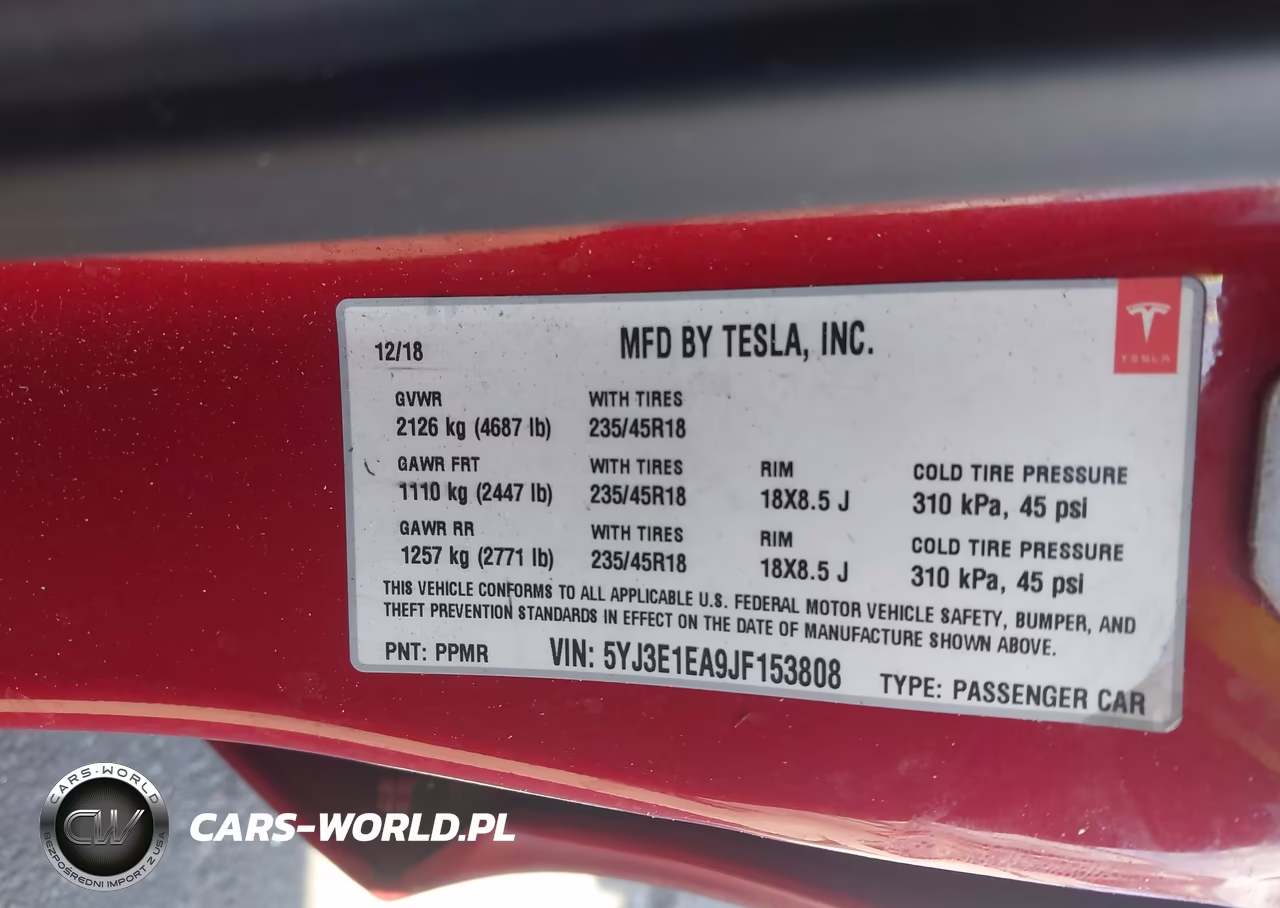 2018 Tesla Model 3 VIN:5YJ3E1EA9JF153808 - 9