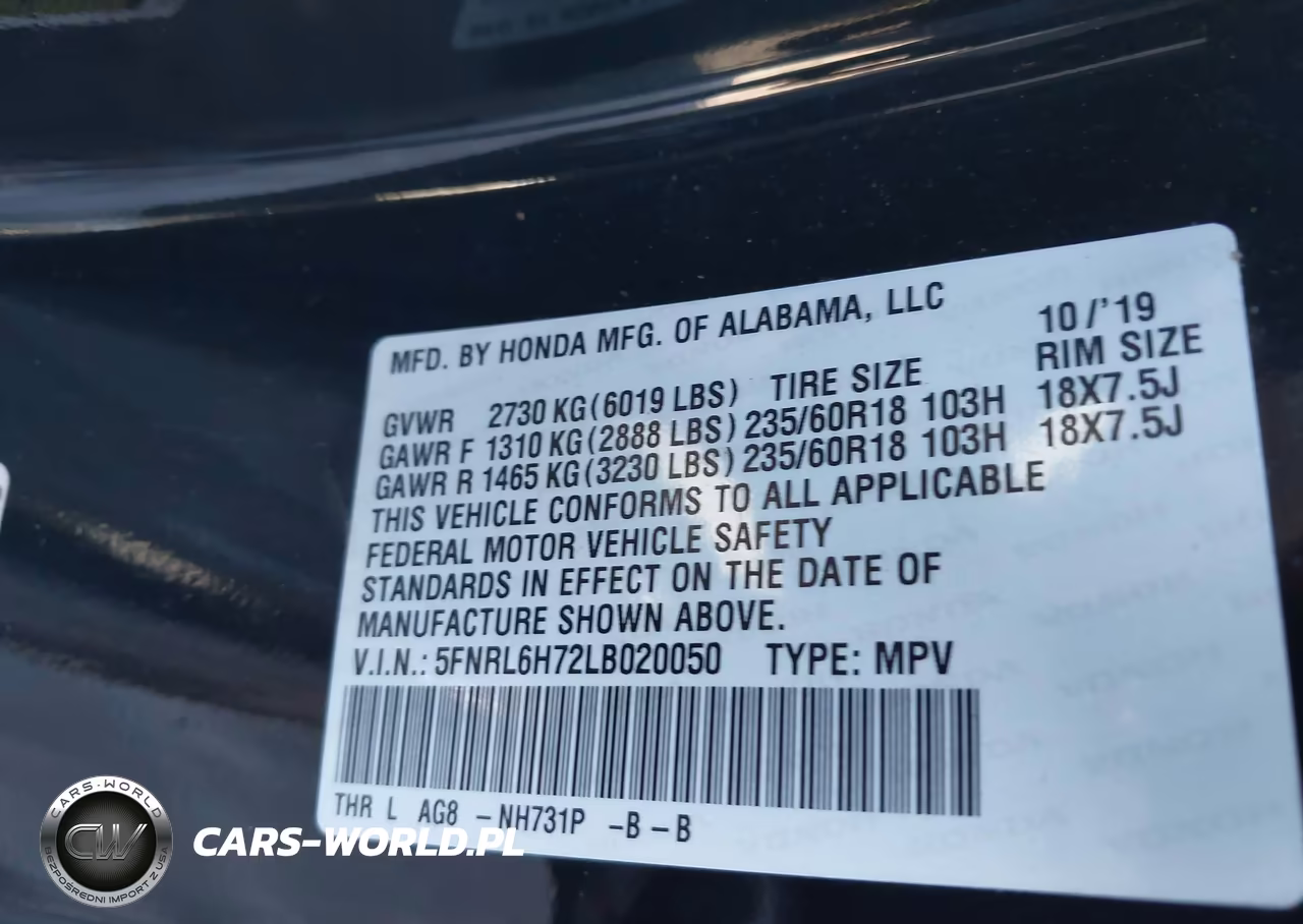 2020 Honda Odyssey Ex-L-Ex-L W-Navi Res VIN:5FNRL6H72LB020050 - 9
