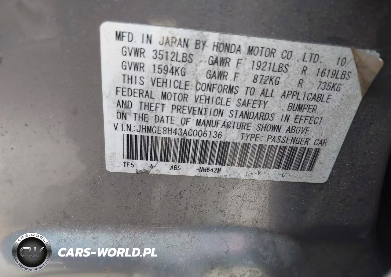 2010 Honda Fit Sport VIN:JHMGE8H43AC006136 - 9