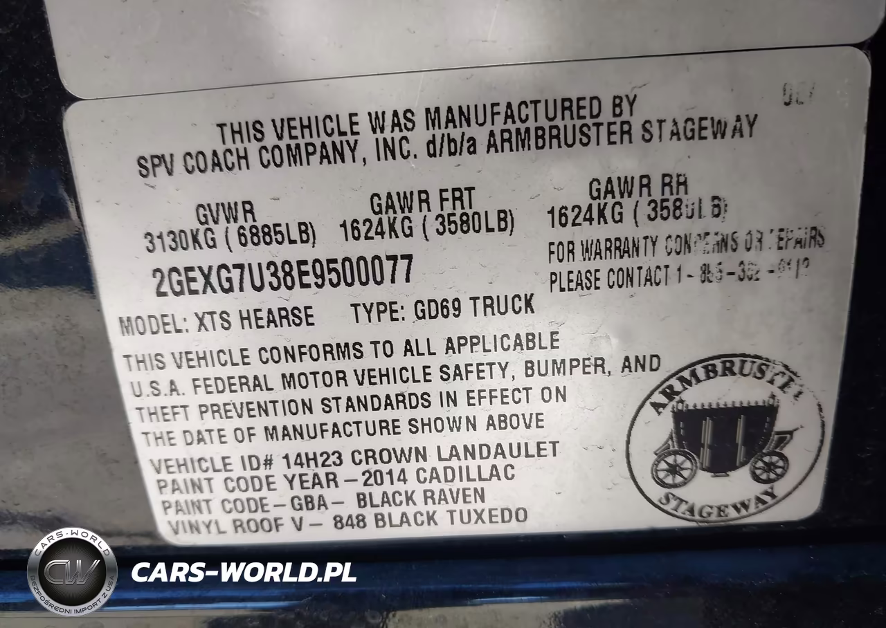 2014 Cadillac Xts B9Q Coachbuilder Funeral Coach VIN:2GEXG7U38E9500077 - 9