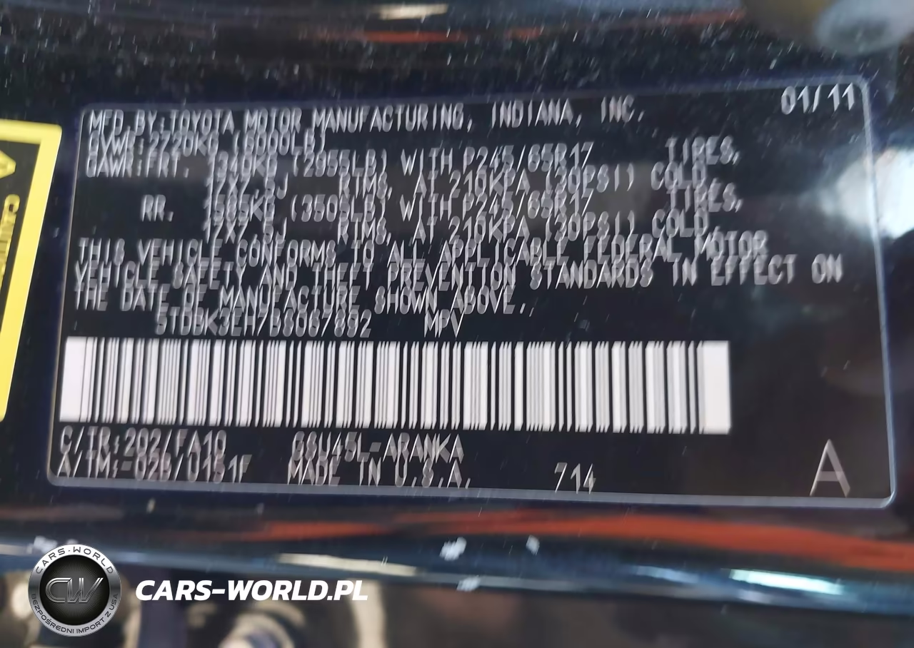 2011 Toyota Highlander Base V6 VIN:5TDBK3EH7BS067892 - 9