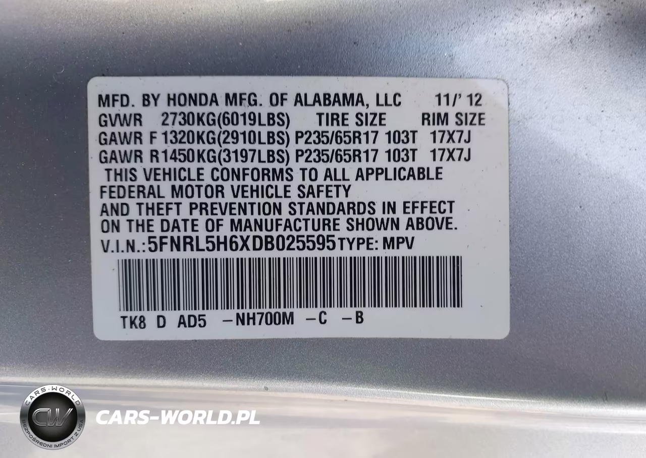 2013 Honda Odyssey Ex-L VIN:5FNRL5H6XDB025595 - 9