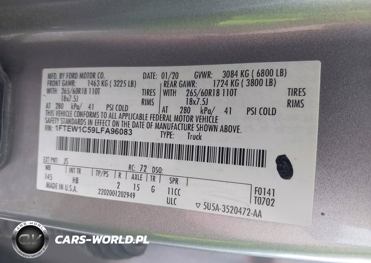 2020 Ford F-150 Lariat VIN:1FTEW1C59LFA96083 - 9