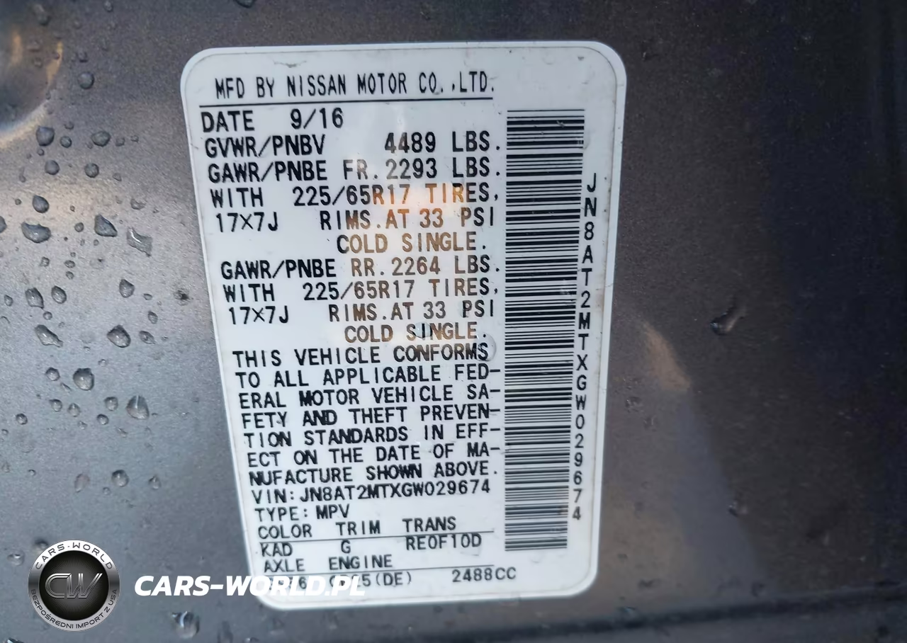 2016 Nissan Rogue S VIN:JN8AT2MTXGW029674 - 9