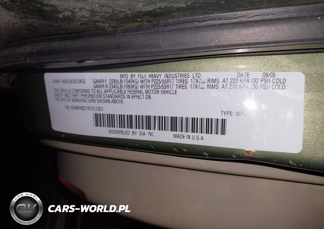 2006 Subaru Outback 2.5I Limited VIN:4S4BP62C167317201 - 9