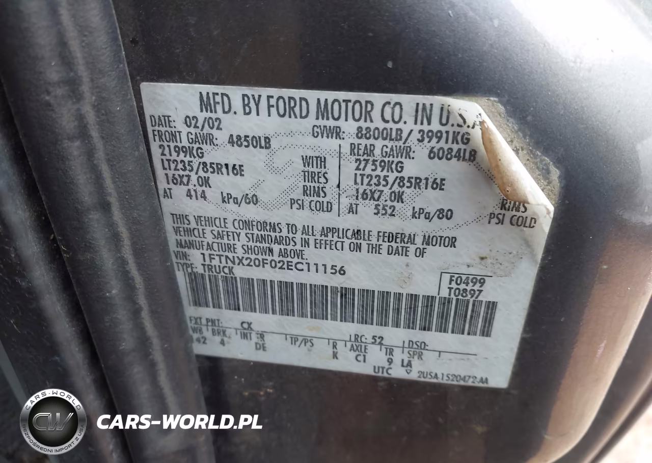 2002 Ford F-250 Lariat-Xl-Xlt VIN:1FTNX20F02EC11156 - 9
