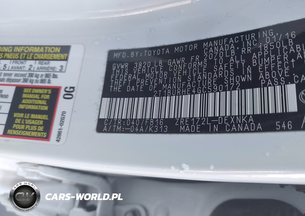 2016 Toyota Corolla Le VIN:2T1BURHE4GC590172 - 9