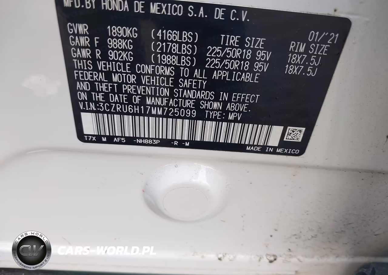 2021 Honda Hr-V Sport VIN:3CZRU6H17MM725099 - 9