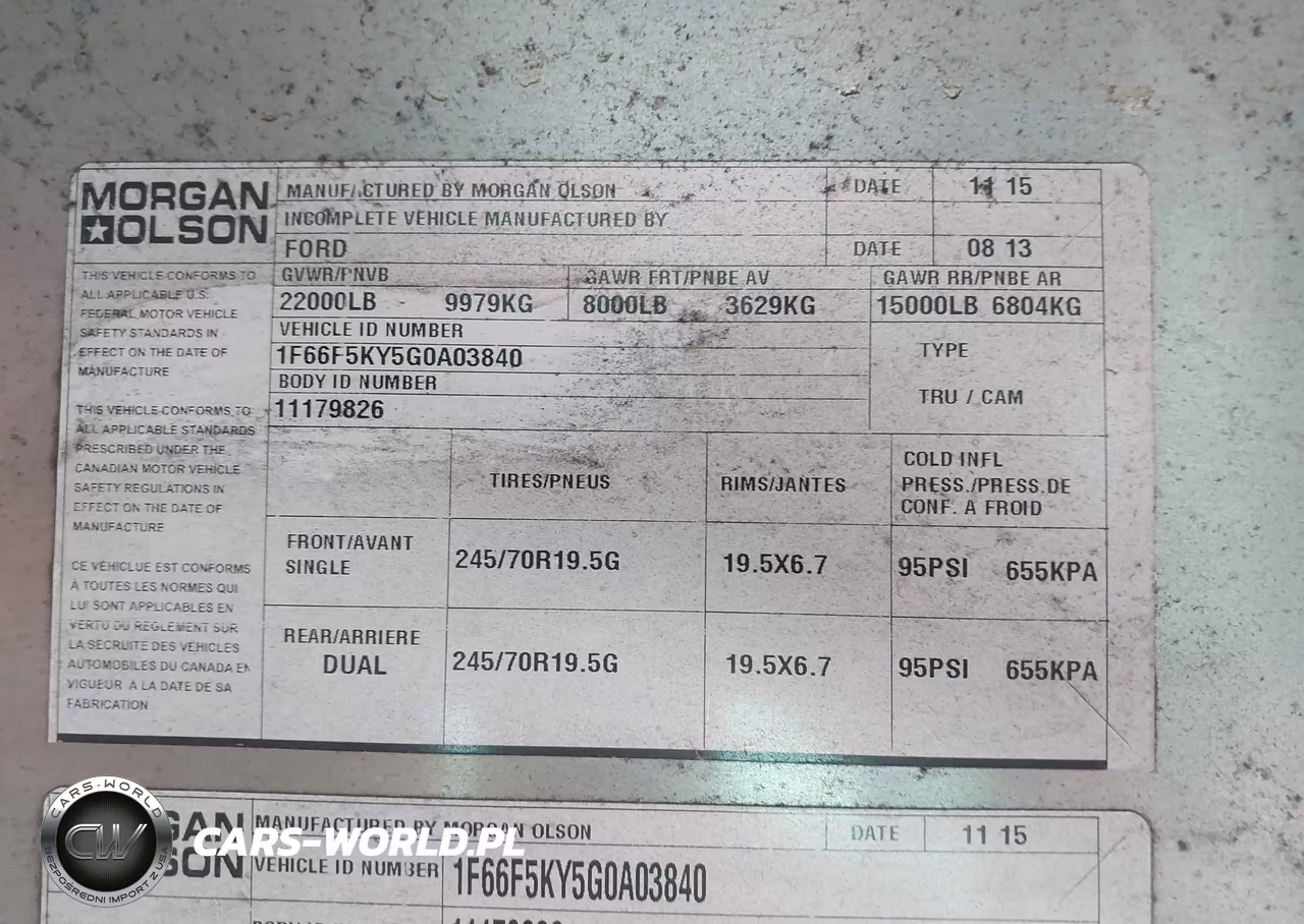 2016 Ford F-59 Commercial Stripped VIN:1F66F5KY5G0A03840 - 8