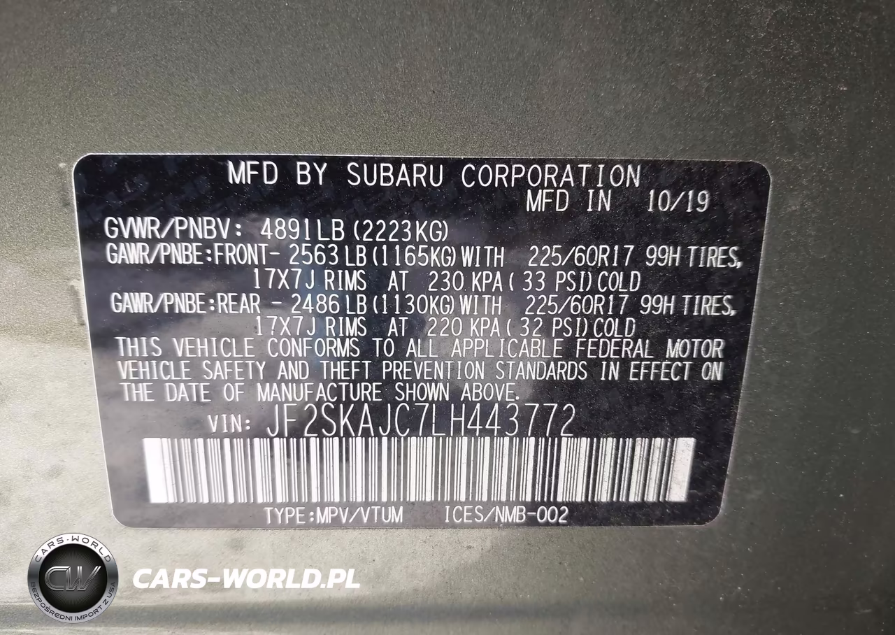 2020 Subaru Forester Premium VIN:JF2SKAJC7LH443772 - 9