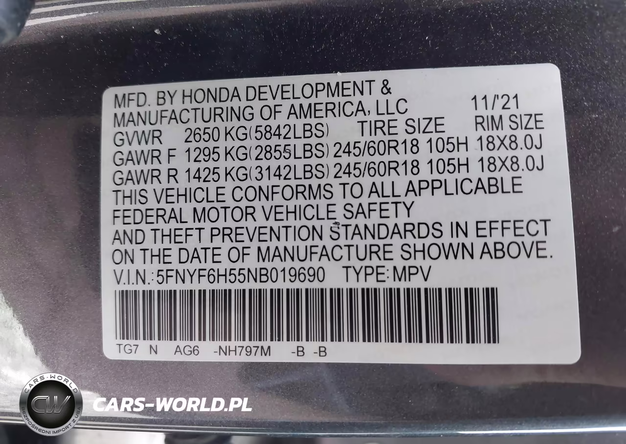 2022 Honda Pilot Awd Ex-L VIN:5FNYF6H55NB019690 - 9
