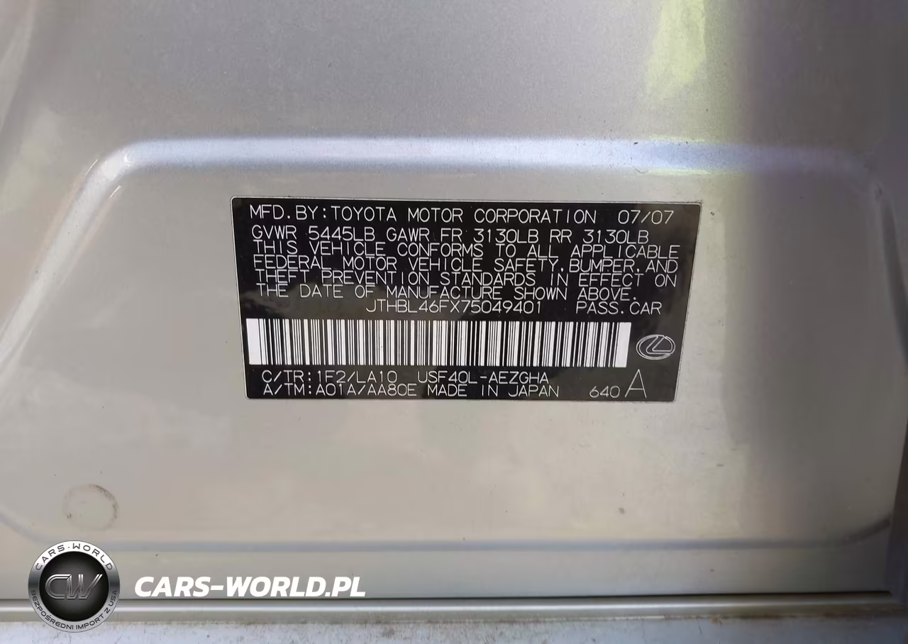 2007 Lexus Ls 460 VIN:JTHBL46FX75049401 - 9