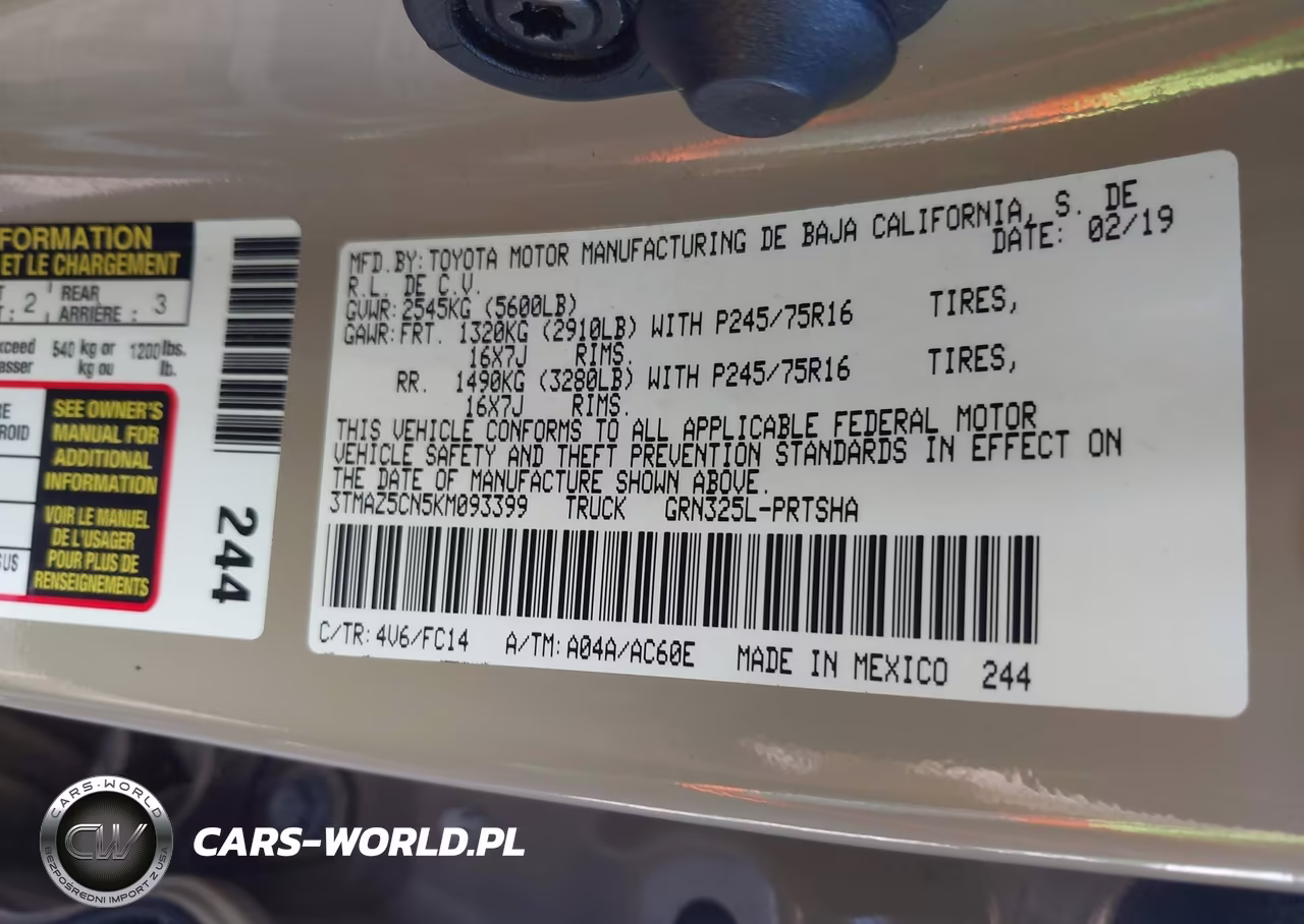 2019 Toyota Tacoma Sr5 V6 VIN:3TMAZ5CN5KM093399 - 9