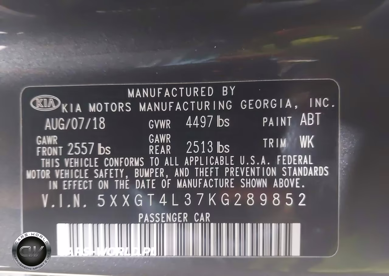 2019 Kia Optima S VIN:5XXGT4L37KG289852 - 9