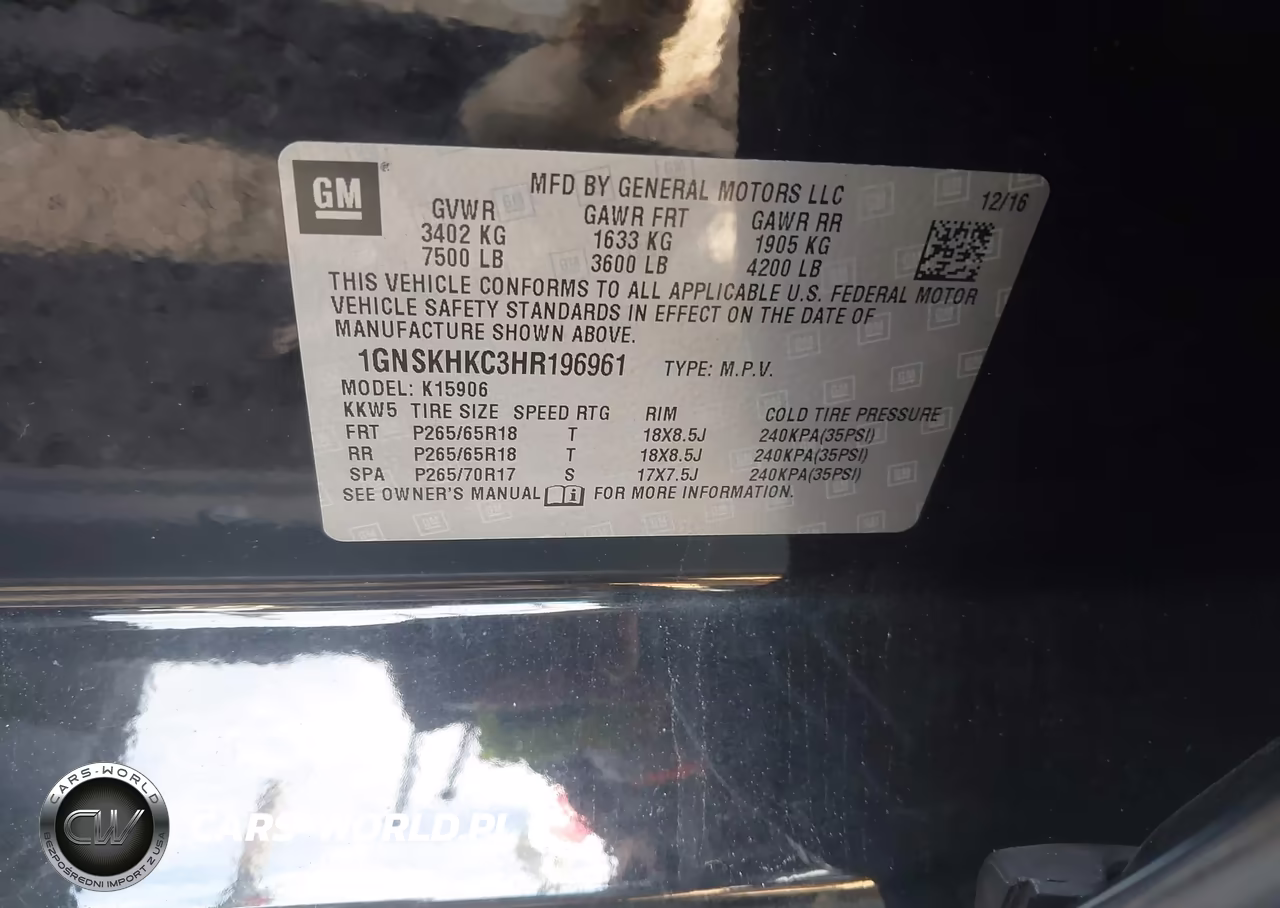 2017 Chevrolet Suburban Lt VIN:1GNSKHKC3HR196961 - 9