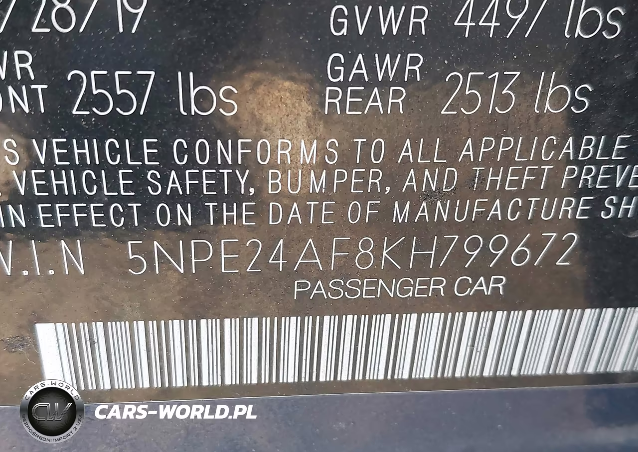 2019 Hyundai Sonata Se VIN:5NPE24AF8KH799672 - 9