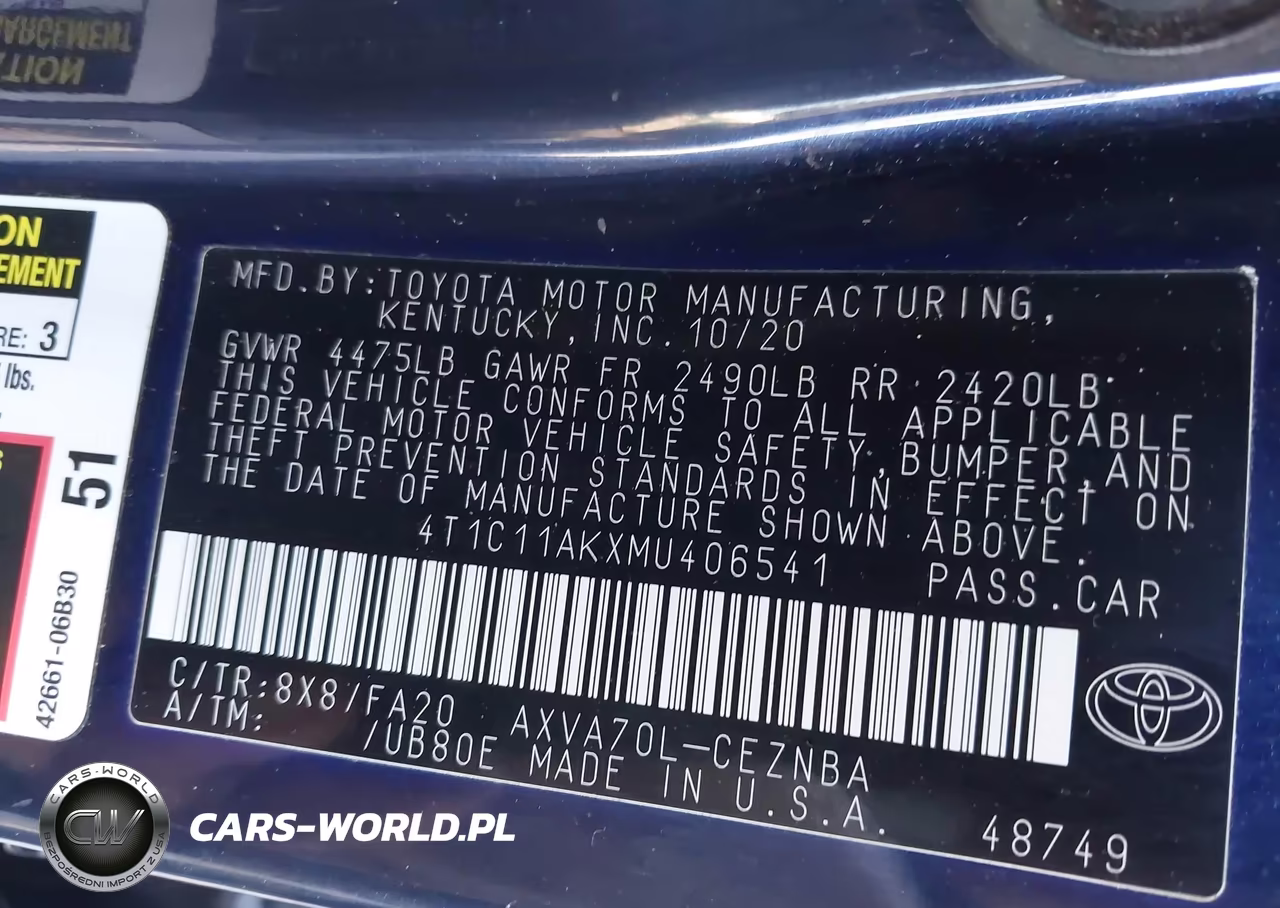 2021 Toyota Camry Le VIN:4T1C11AKXMU406541 - 9