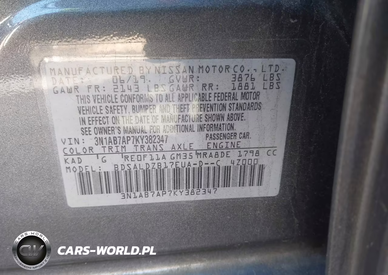 2019 Nissan Sentra Sv VIN:3N1AB7AP7KY382347 - 9