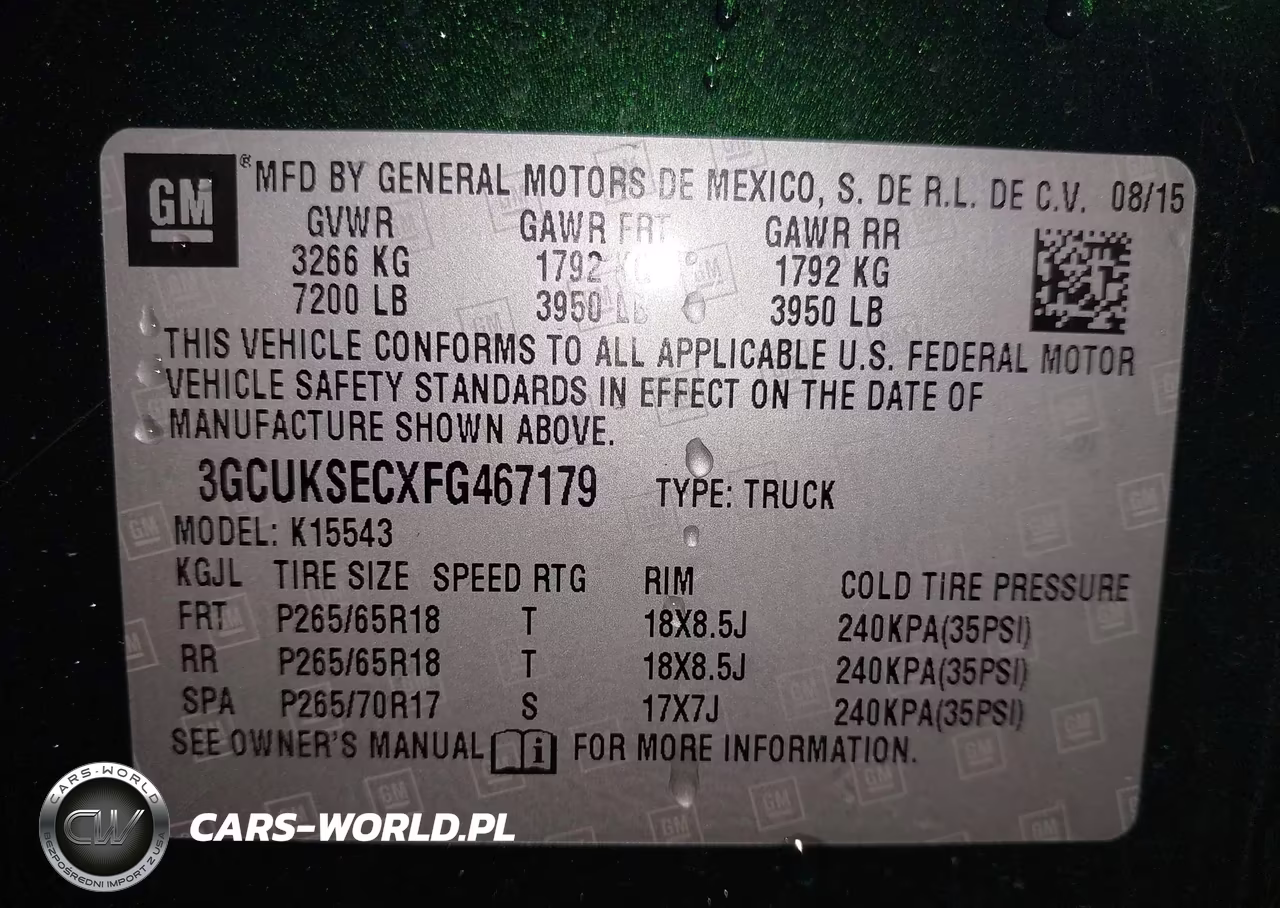 2015 Chevrolet Silverado 1500 1Lz VIN:3GCUKSECXFG467179 - 9