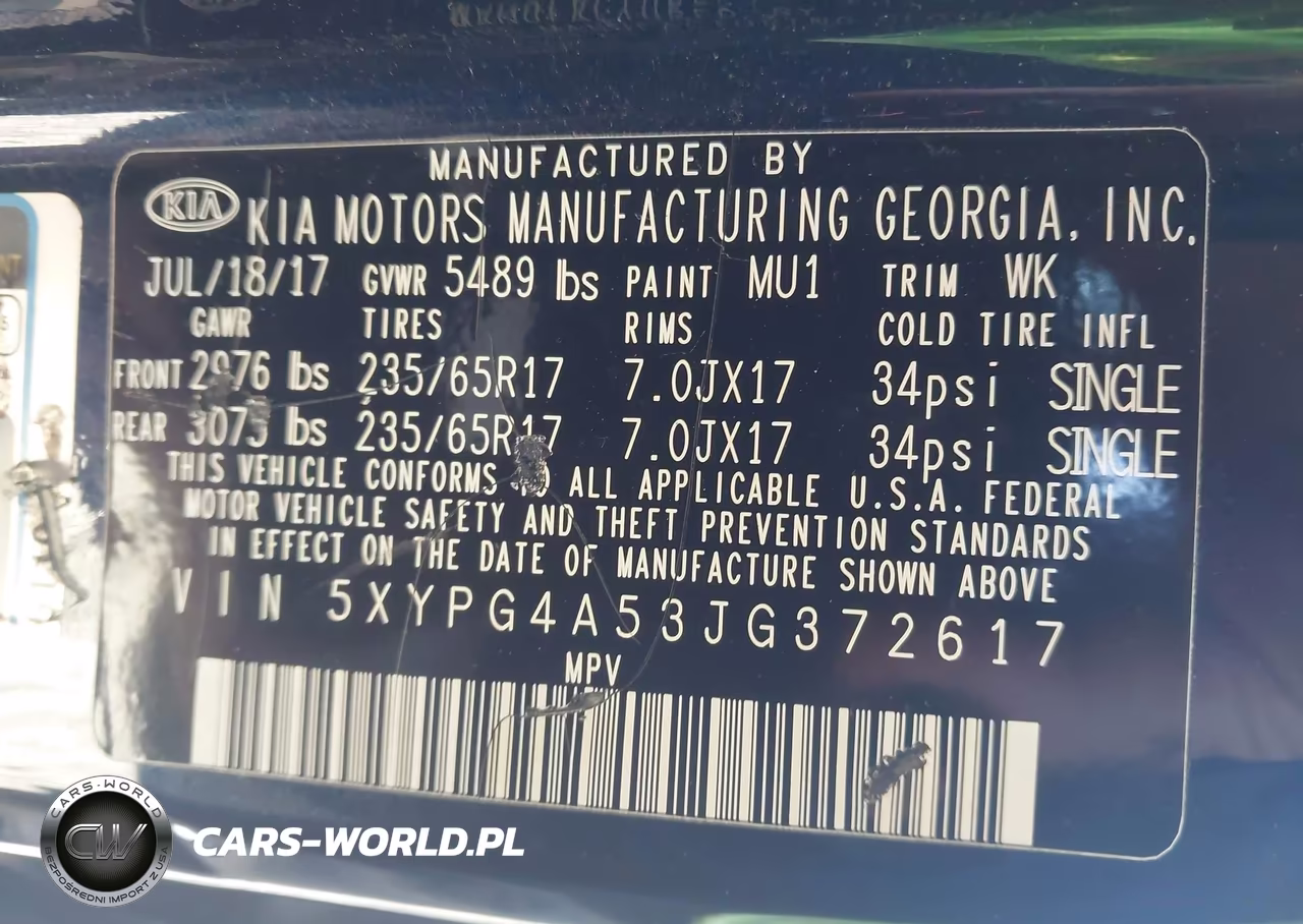 2018 Kia Sorento 3.3L Lx VIN:5XYPG4A53JG372617 - 9