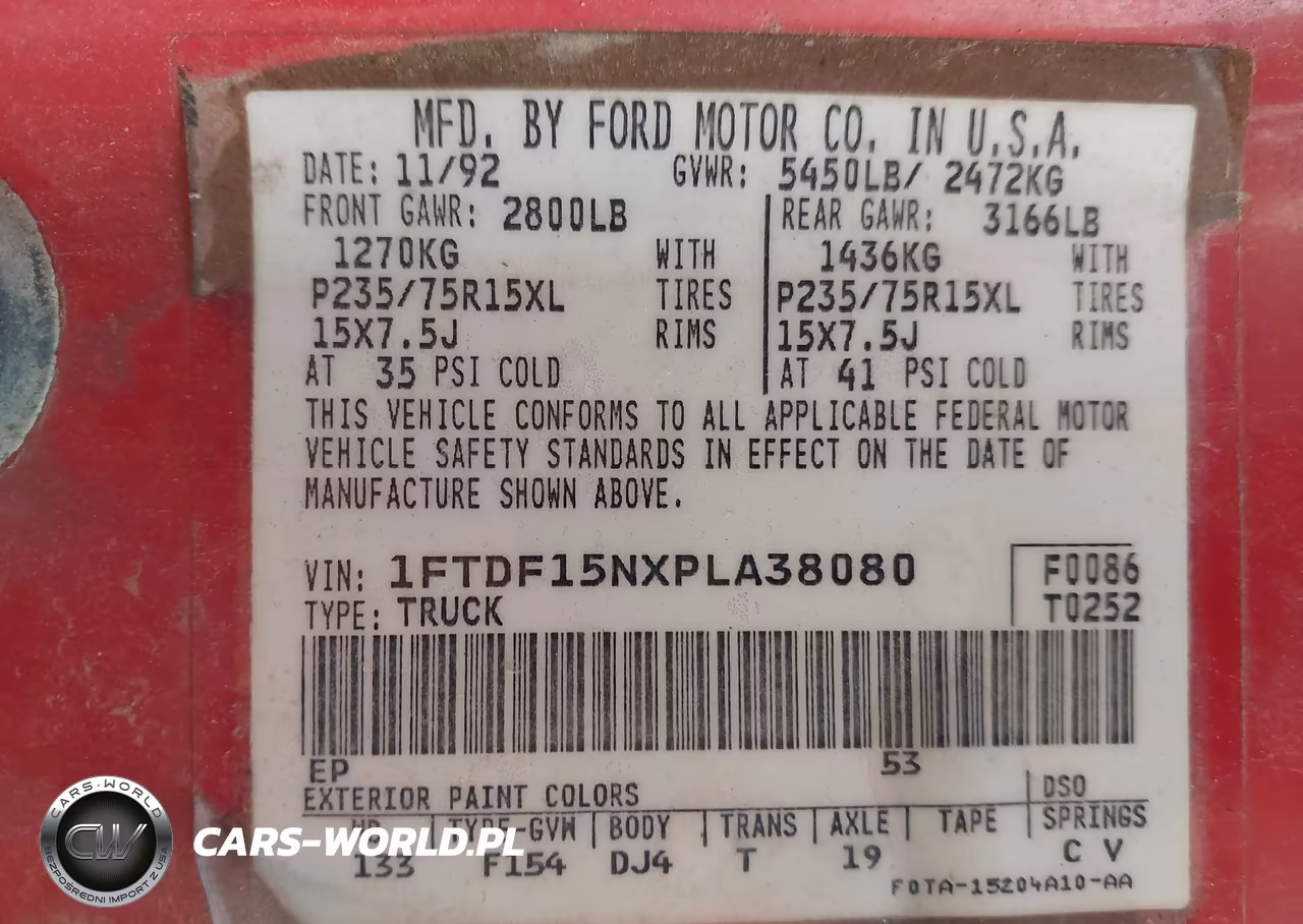 1993 Ford F150 VIN:1FTDF15NXPLA38080 - 9