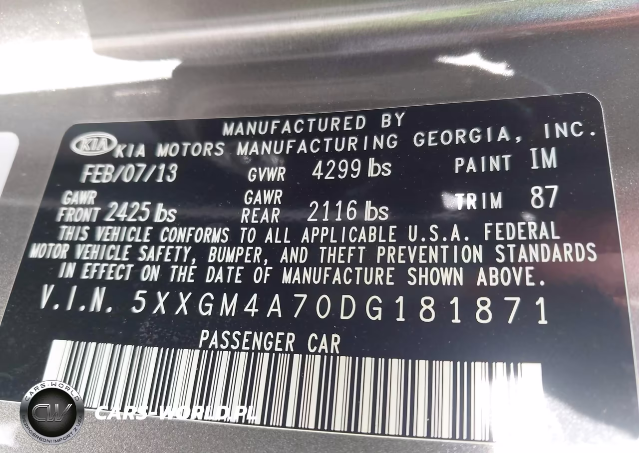 2013 Kia Optima Lx VIN:5XXGM4A70DG181871 - 9