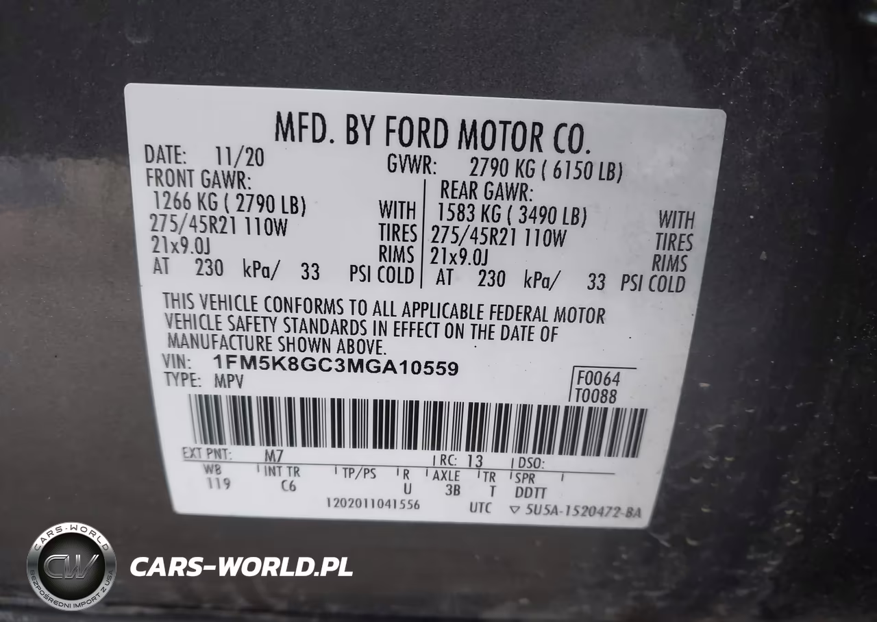 2021 Ford Explorer St VIN:1FM5K8GC3MGA10559 - 9