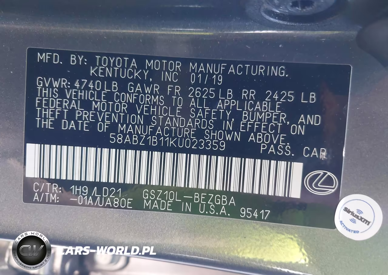 2019 Lexus Es 350 VIN:58ABZ1B11KU023359 - 9