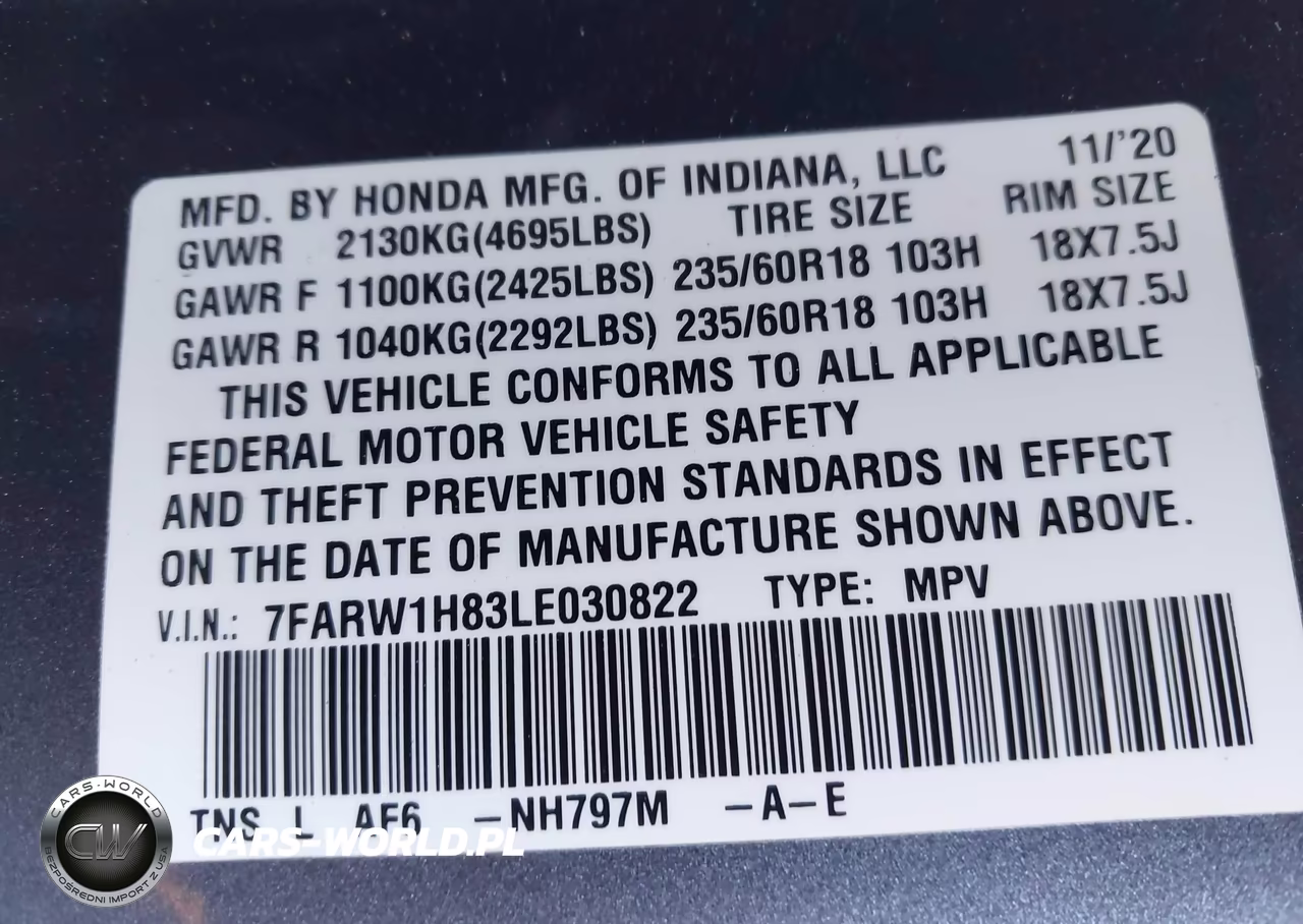 2020 Honda Cr-V 2Wd Ex-L VIN:7FARW1H83LE030822 - 9