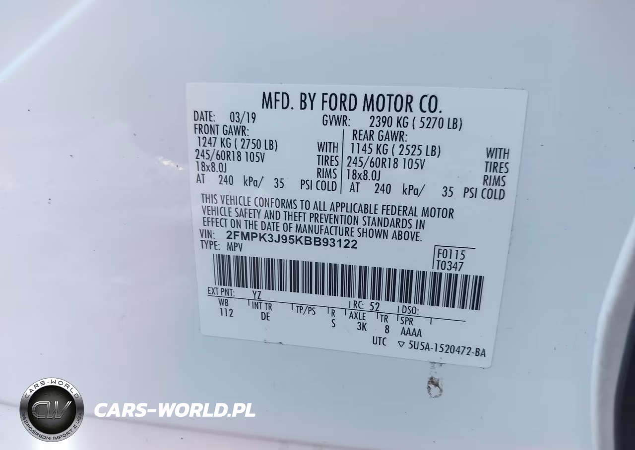 2019 Ford Edge Sel VIN:2FMPK3J95KBB93122 - 9