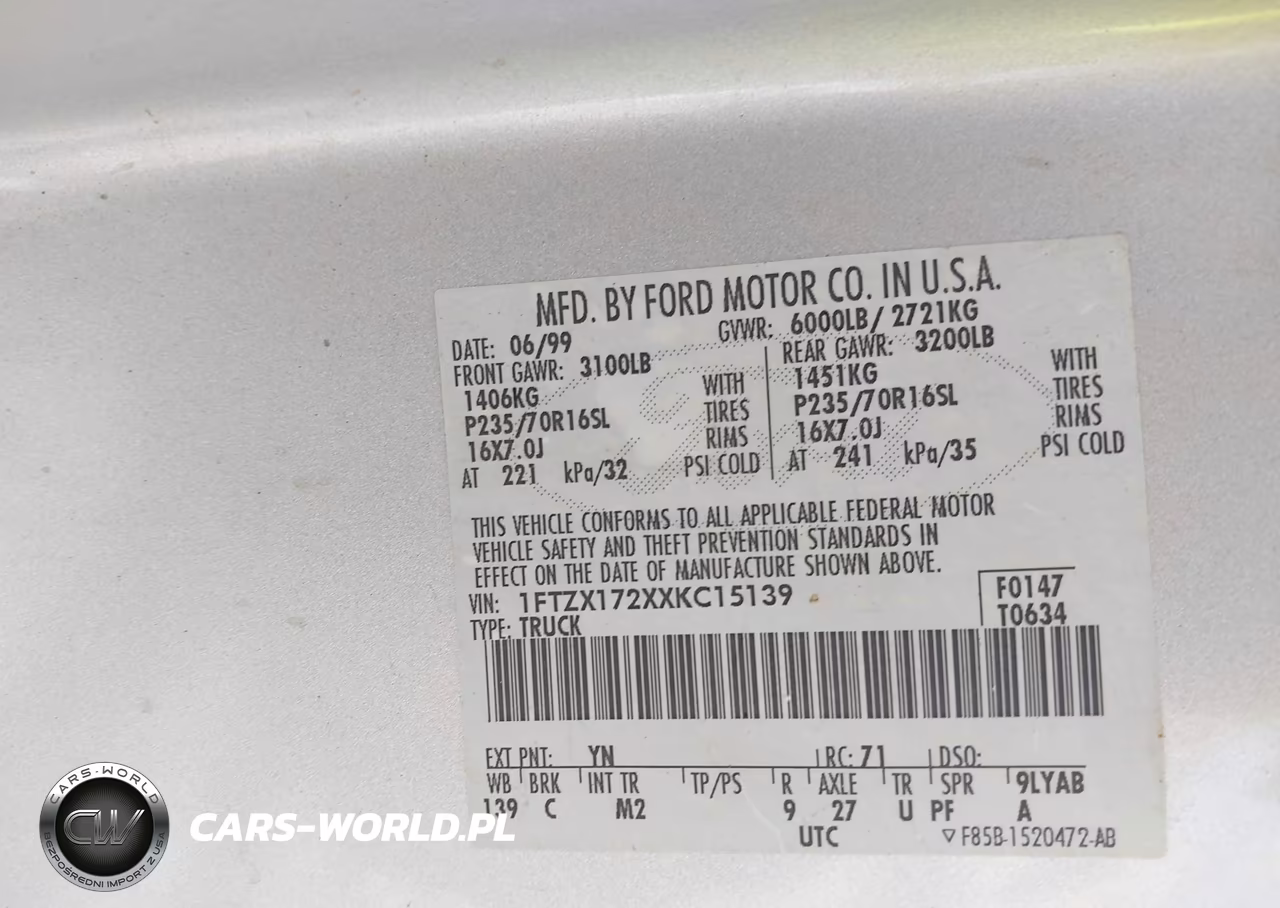 1999 Ford F-150 Work Series-Xl-Xlt VIN:1FTZX172XXKC15139 - 9