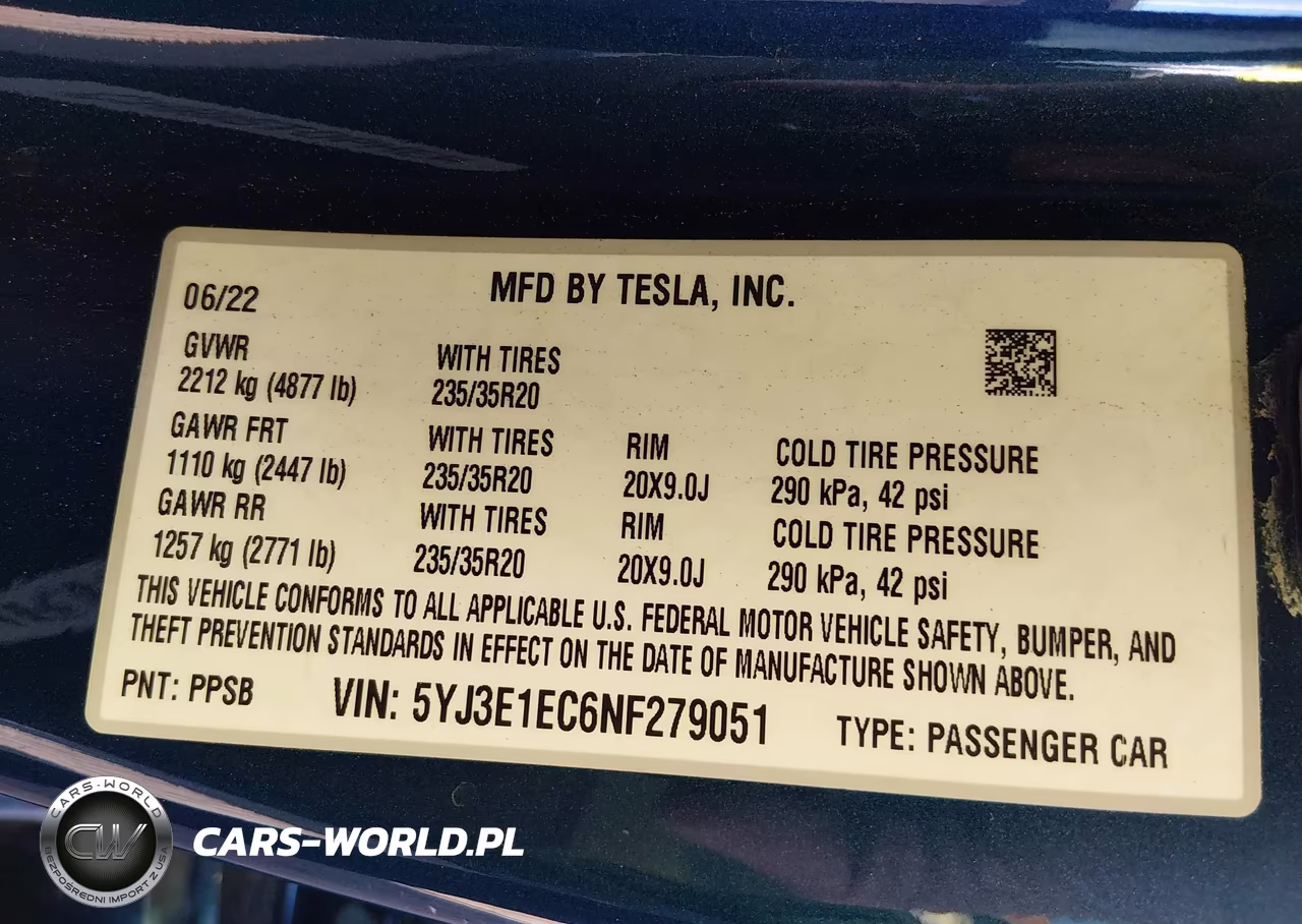 2022 Tesla Model 3 Performance Dual Motor All-Wheel Drive VIN:5YJ3E1EC6NF279051 - 9
