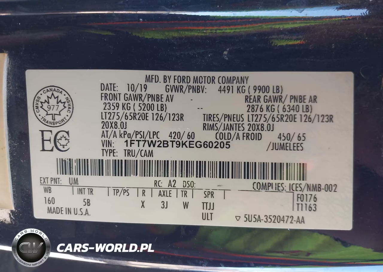 2019 Ford F-250 Lariat VIN:1FT7W2BT9KEG60205 - 9