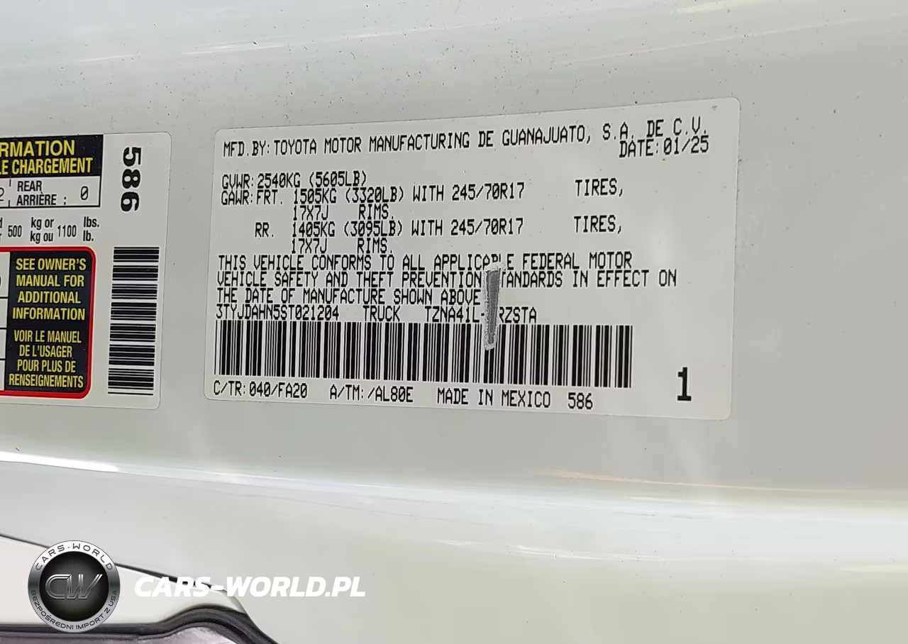 2025 Toyota Tacoma Sr VIN:3TYJDAHN5ST021204 - 9