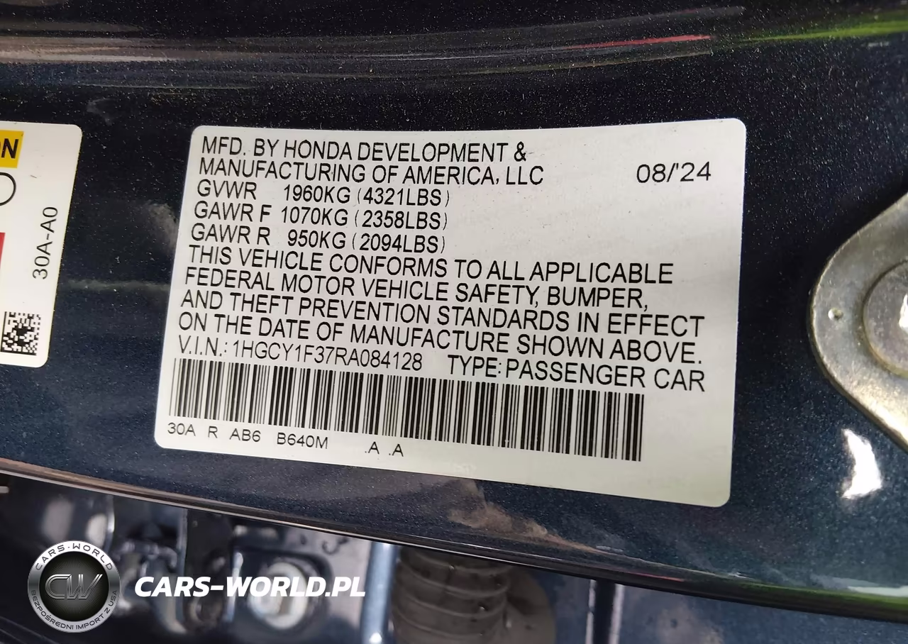 2024 Honda Accord Ex VIN:1HGCY1F37RA084128 - 9