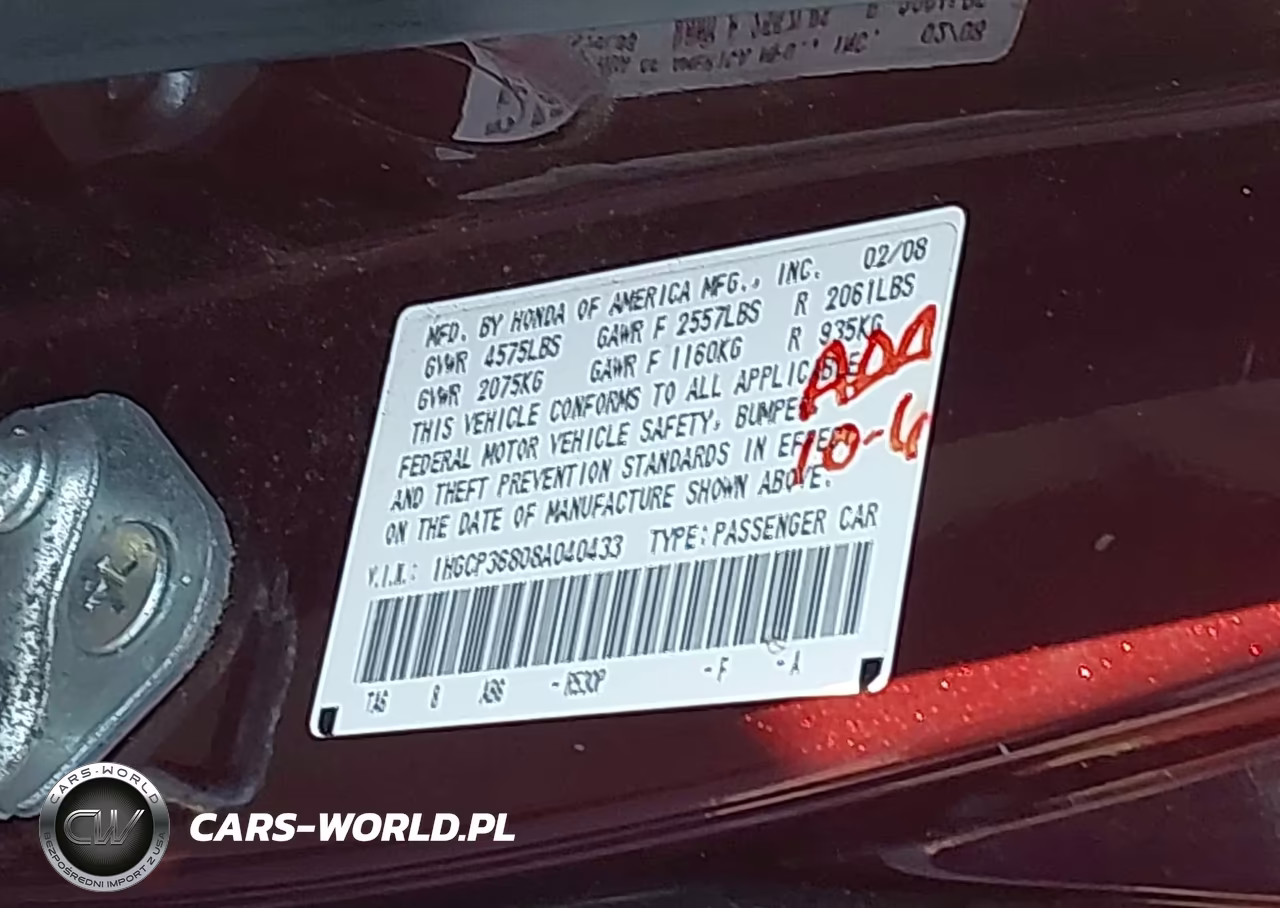 2008 Honda Accord 3.5 Ex-L VIN:1HGCP36808A040433 - 9