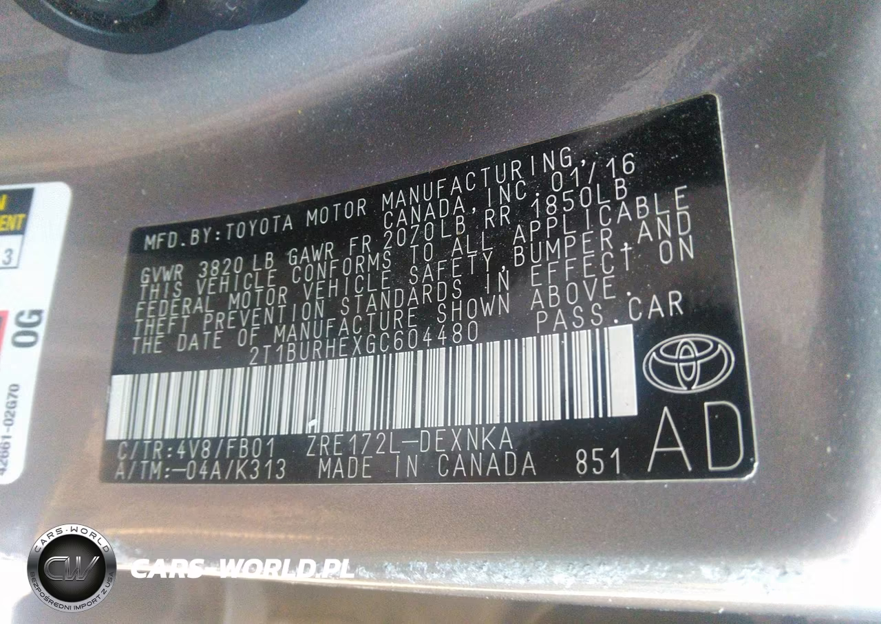 2016 Toyota Corolla Le VIN:2T1BURHEXGC604480 - 9