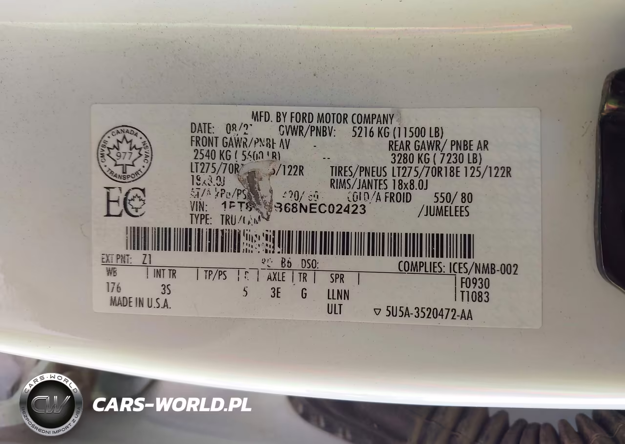 2022 Ford F-350 Xlt VIN:1FT8W3B68NEC02423 - 9