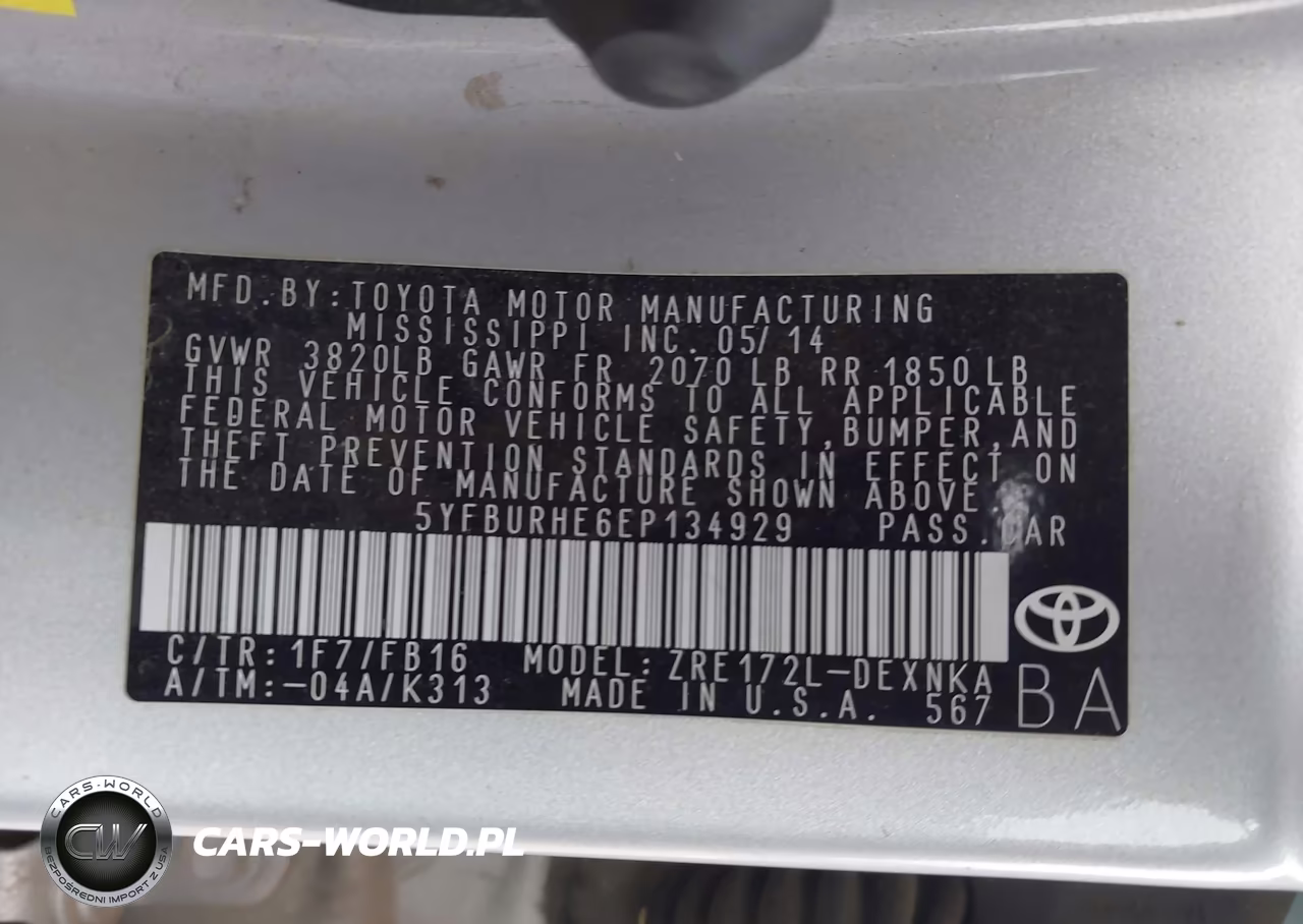 2014 Toyota Corolla Le VIN:5YFBURHE6EP134929 - 9