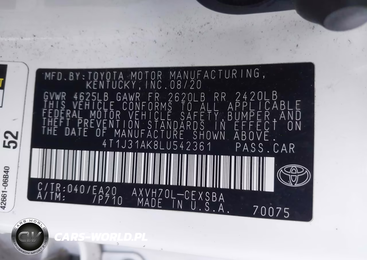 2020 Toyota Camry Hybrid Se VIN:4T1J31AK8LU542361 - 9