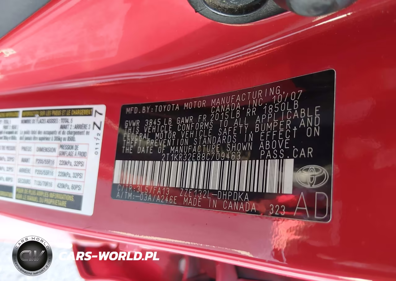 2008 Toyota Matrix VIN:2T1KR32E88C709463 - 9