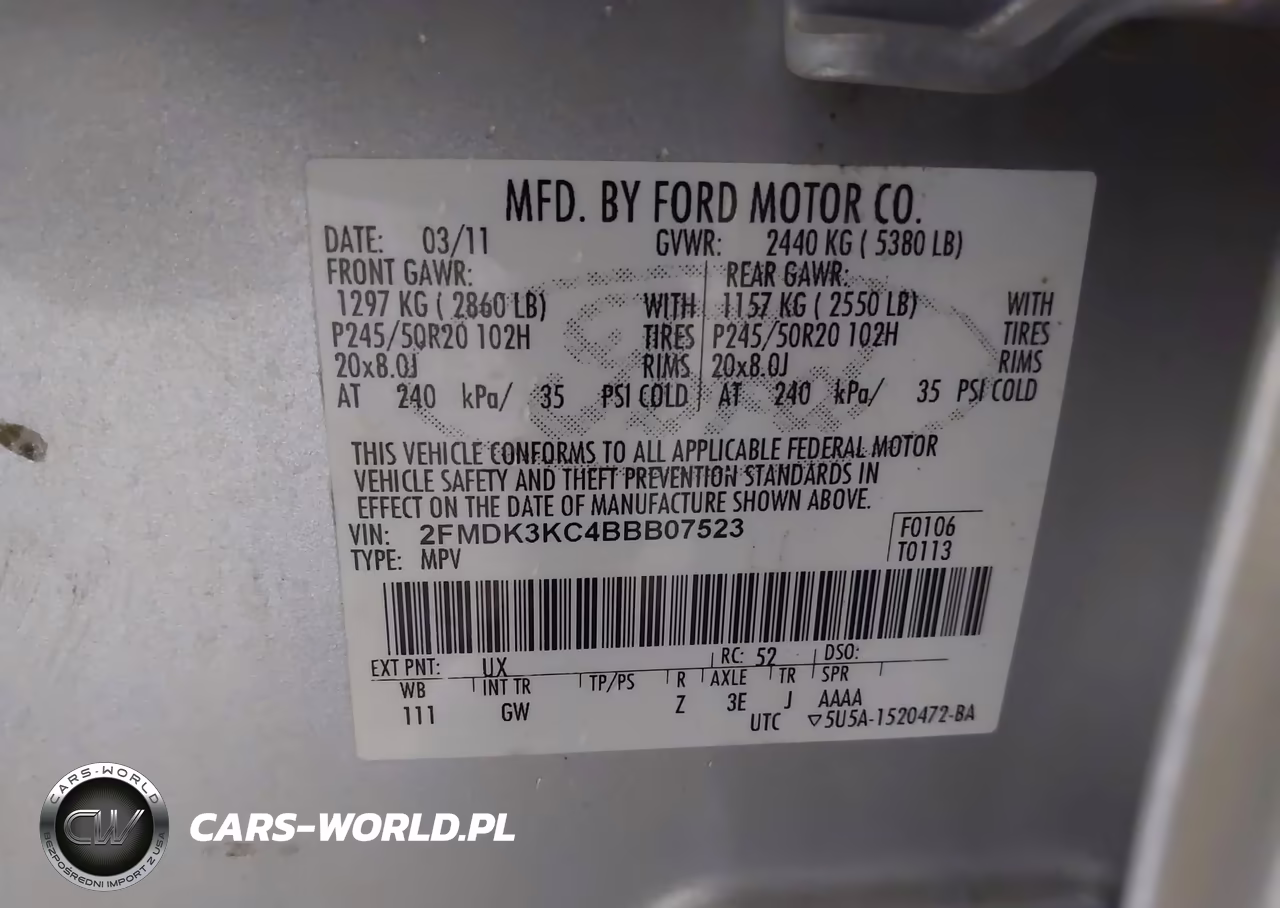 2011 Ford Edge Limited VIN:2FMDK3KC4BBB07523 - 9