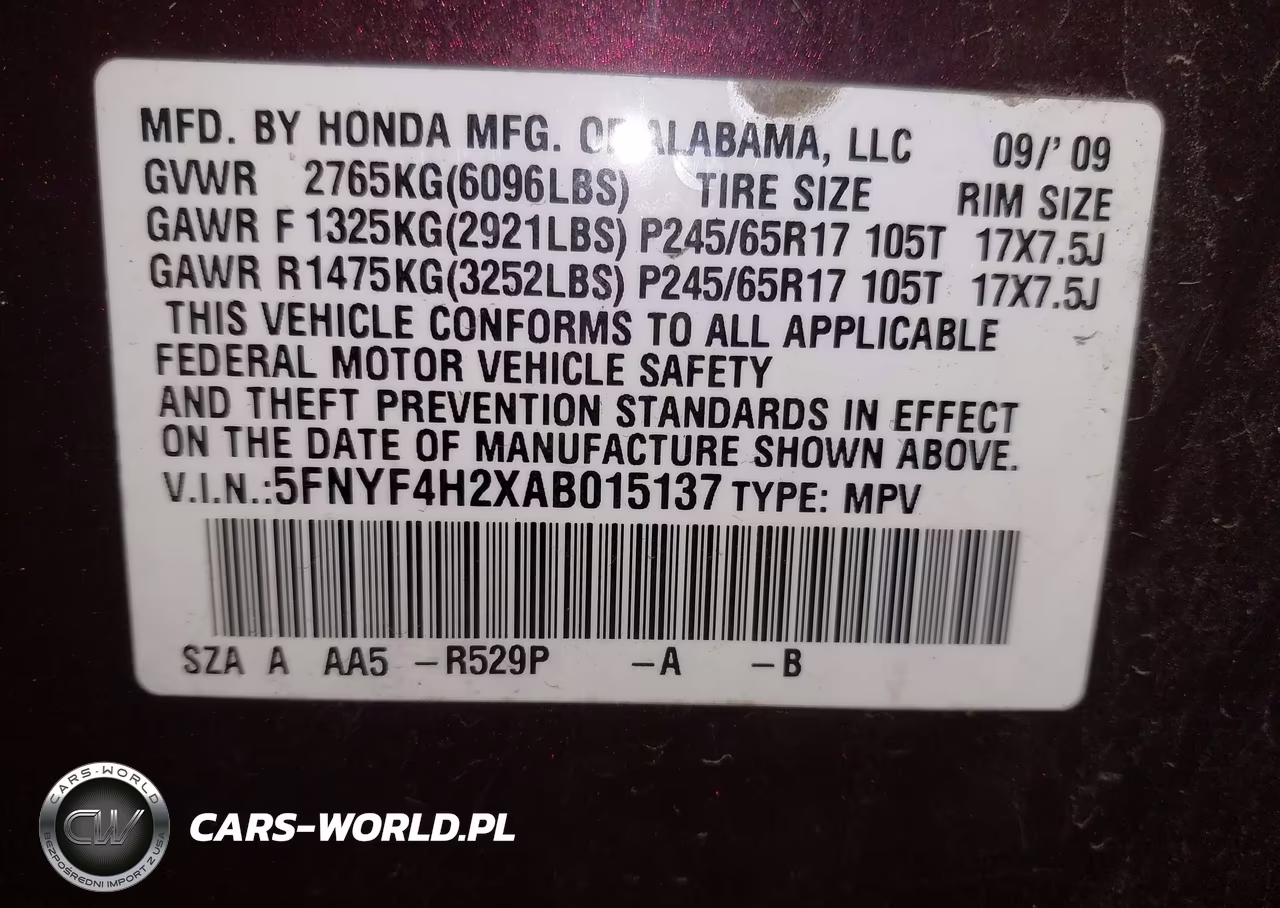 2010 Honda Pilot Lx VIN:5FNYF4H2XAB015137 - 9