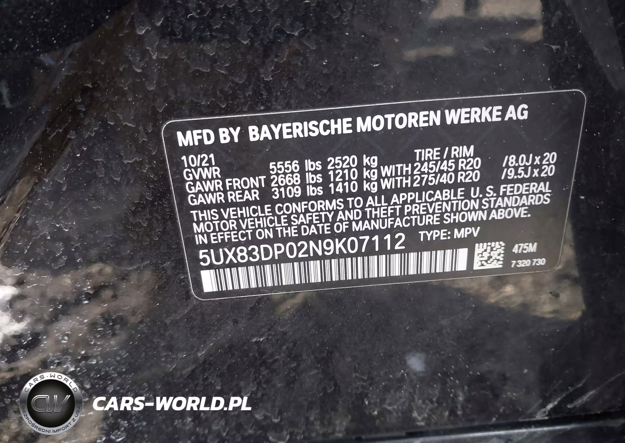 2022 BMW X3 M40I VIN:5UX83DP02N9K07112 - 9