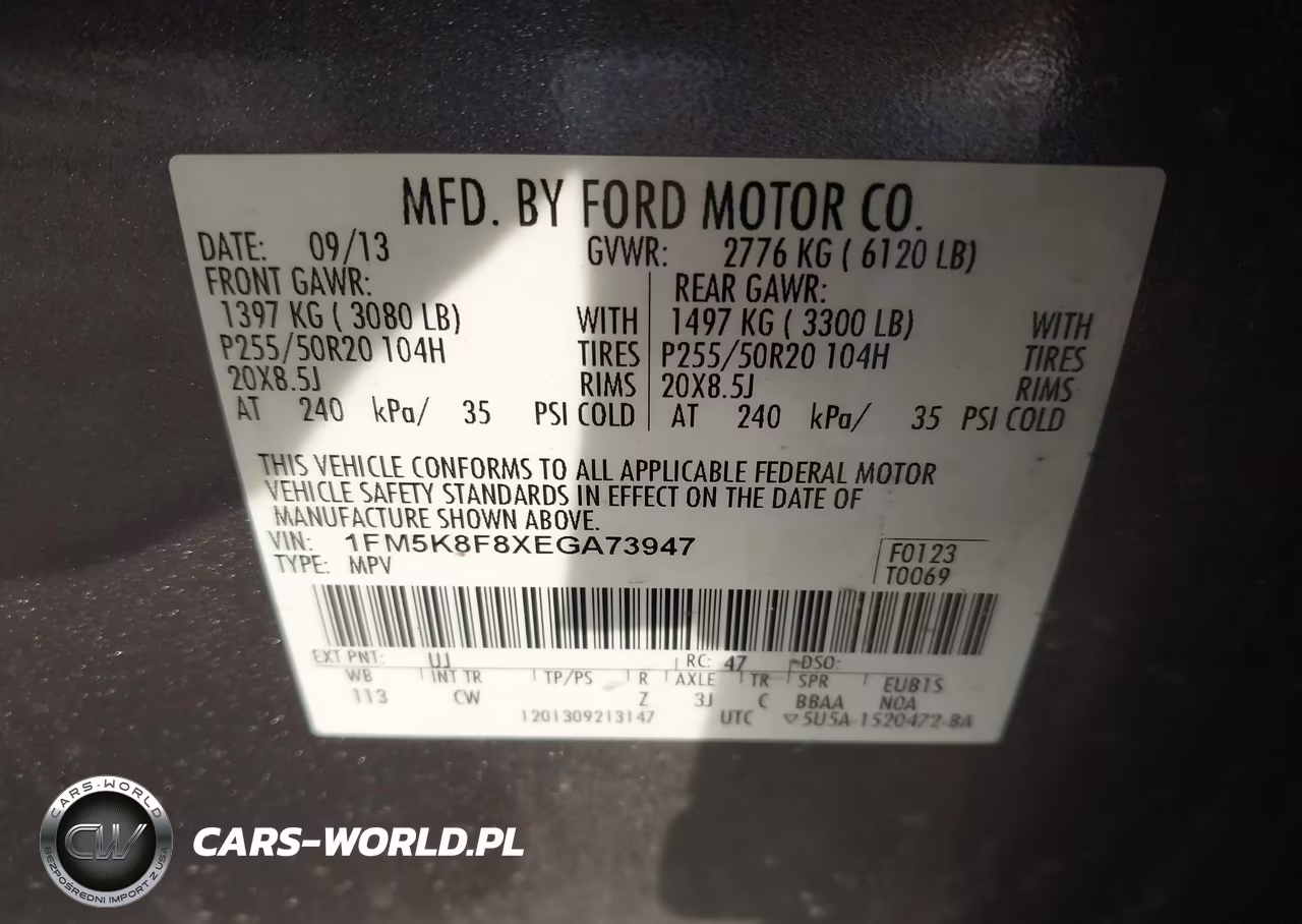 2014 Ford Explorer Limited VIN:1FM5K8F8XEGA73947 - 9