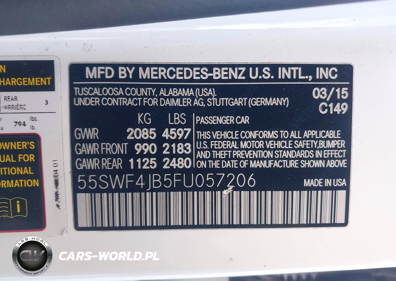 2015 Mercedes-Benz C 300 VIN:55SWF4JB5FU057206 - 9