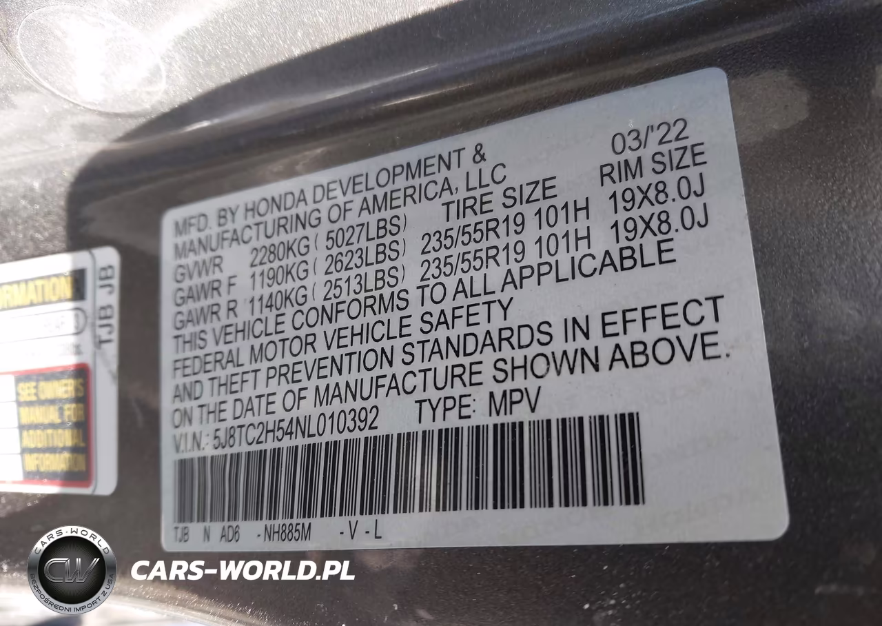 2022 Acura Rdx Technology Package VIN:5J8TC2H54NL010392 - 9