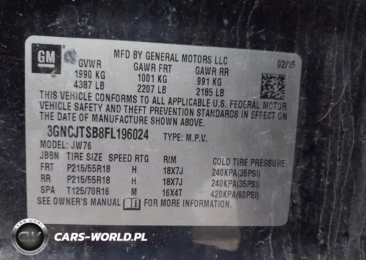 2015 Chevrolet Trax Ltz VIN:3GNCJTSB8FL196024 - 9